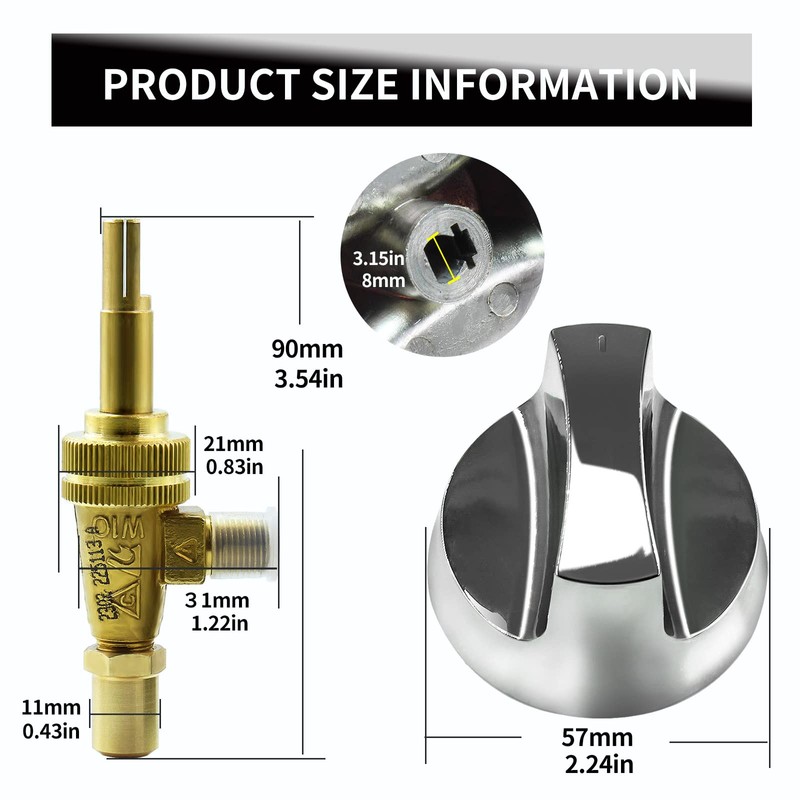 MENSI Propane Natural Brass Hotel Commercial Kitchen Gas Control Valve
