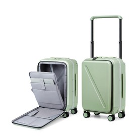 MILADA Luggage Hard Shell Suitcases Airline Approved Carry on Luggage 22x14x9 TSA Approved Luggage 20 Inch Front Opening Pocket Wide Handle Suitcase with Wheels Travel Luggage, Green