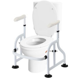 Neoaider Toilet Safety Rails with Adjustable Handrails, 350 Lbs Weight Capacity Metal Toilet Rails, Toilet Safety Frame for The Elderly, Pregnant Woman, Patient