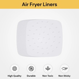 EZONEDEAL Air Fryer Parchment Paper Liners,100PCS Inch Square Air Fryer Liners, Unbleached Perforated Parchment Paper Sheets for Baking, Parchment Paper for Air Fryer,Steaming Basket,Baking,Ovening