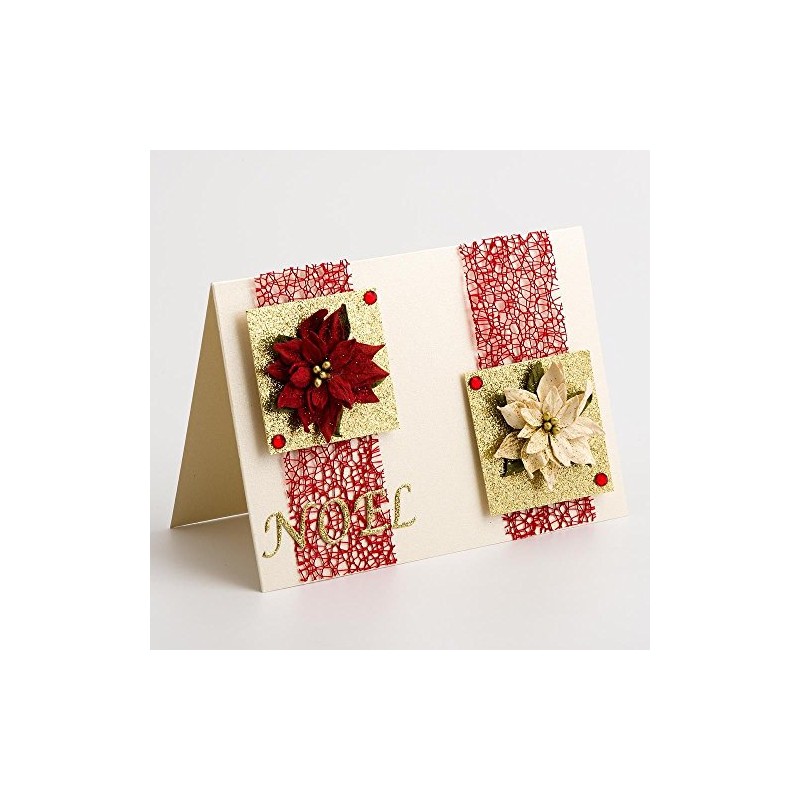 4.5cm Medium Mixed Colour Poinsettia Christmas Flower Card Making Craft
