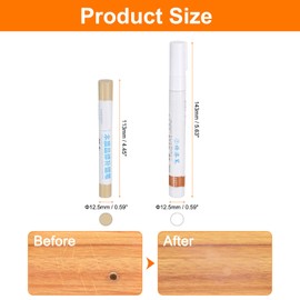 HARFINGTON Wood Furniture Repair Kit (Wood Markers + Wood Filler Paste + Wood Filler Stick) Touch Up Kit with Spatula for Repairing Scratches Holes Wooden Floors Cabinet, Neon Brown