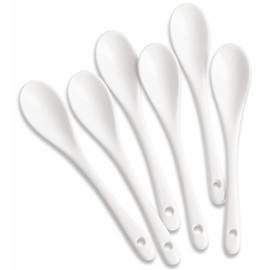 MIUFA 6PCS Porcelain White Coffee Spoons Espresso Tea Sauce and Desserts Ceramic Spoons
