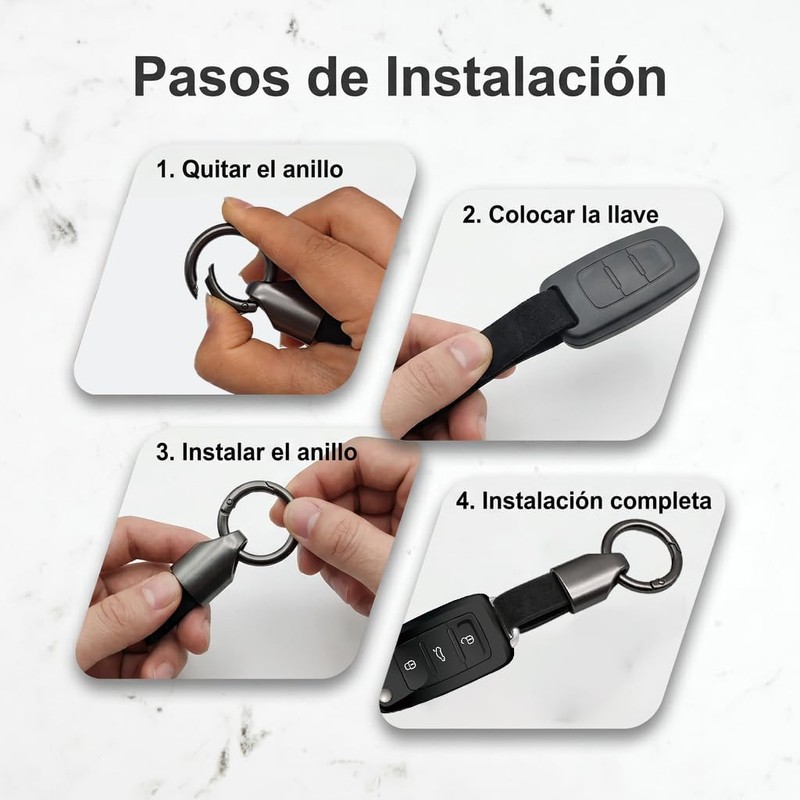 Llavero para Auto Hombre, Llaveros de Acero y Cuero Desmontable