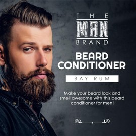 The Man Brand Beard Conditioner For Men - Natural Castor Oil Conditioner For Frizzy Hair - Scented Conditioner With Aloe Vera Oil (Bay Rum, 8 oz)