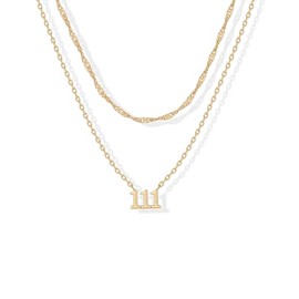 PAVOI 14K Gold Plated Angel Number Pendant Layering Necklace for Women | 999 Lucky Numerology Singapore Chain Necklace, Yellow Gold, No Gemstone