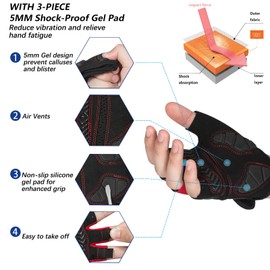BIKINGMOREOK Bike Gloves Cycling Gloves,5MM Shock-Absorbing Gel,Ultra Ventilated Bicycle Gloves for Mountain Road Biking,Camping,Training,Outdoor Sports-for Men Women Black-XL