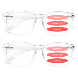 SIGVAN Progressive Multifocal Computer Glasses Women Men Blue Light Blocking Reading Glasses Spring Hinge Readers (2 Transparent, 3.0)