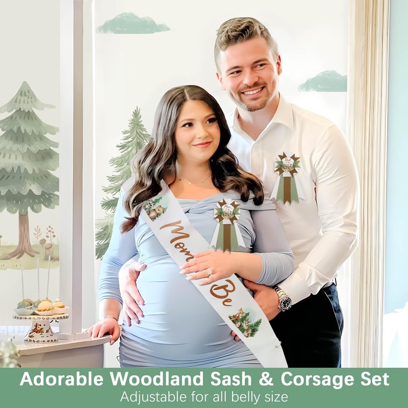 Woodland Baby Shower Decorations Mom to Be Sash Dad to