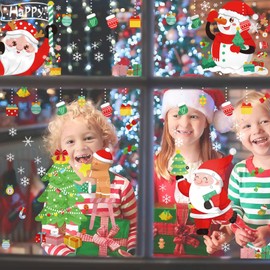 DMIMIA Christmas Window Clings, Christmas Window Stickers for Glass Windows, Xmas Decor, Double Side Printed Christmas Window Decals Decorations (6 Sheets)