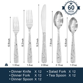 HIKAA Gift Wrap Silverware Set Stainless Steel Flatware Set for Gift, Cutlery Set for Present (60, Flower)