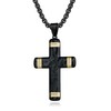 Men's Premium Titanium Cross Necklace with Diamond Accent, Pearl-Like Black