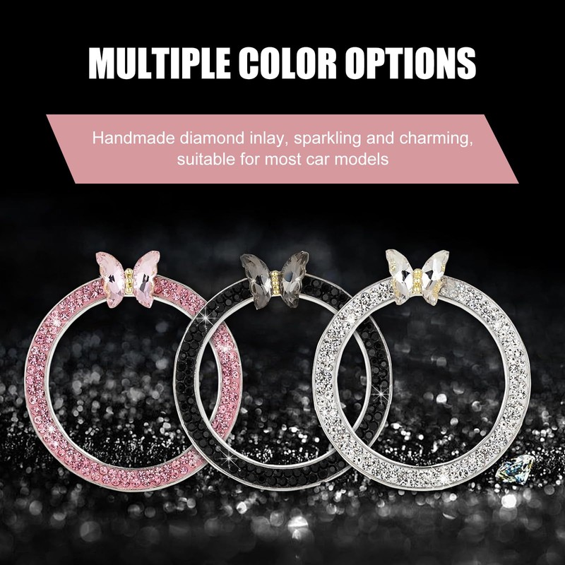 Merdege Bling Car One-Button Start Decorative Sticker, Butterfly Key Ignition