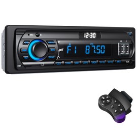 Wistrue RDS Car Radio Bluetooth Hands-free, 9-24V Car Stereo Bluetooth 4 x 65W FM/AM Radio LCD Clock with 7 Colors Lighting, MP3 Player Supports 2 USB/AUX/SD