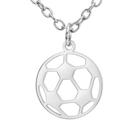 TEAMER Football Necklace Stainless Steel Football Pendant Unique Sports Jewellery for Teenagers Boys Men Women Sports Player Football Lovers, Stainless Steel