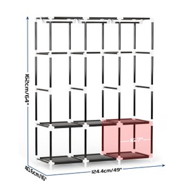 Mavivegue Portable Closet, 50 Inch Wardrobe Closet, Portable Closets for Hanging Clothes with 3 Hanging Rods and 6 Storage Shelves for Bedroom, Gray