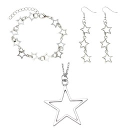 DATOA Silver Star Y2K Jewelry Set Grunge Necklace Kawaii Cute Star Bracelet Earrings Aesthetic Vintage Jewelry for Women - Silver