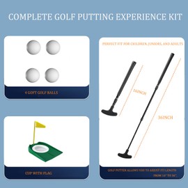 WIGERLON Adjustable Toddler Putter Compatible with Kids Adult Men and Women,Mini Golf Clubs Kids Putter 3-5,5-7,8-12,Mini Golf Set with 4 Golf Balls and A Cup with Flag