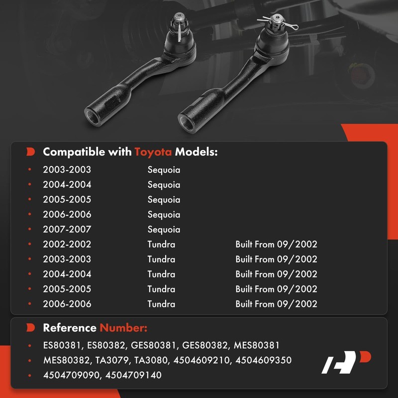 A-Premium 2 x Front Outer Tie Rod Ends, Compatible with