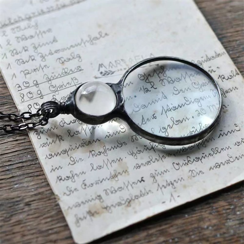 HugeDE 10X Magnifiers Necklace Magnifying Glass Reading Magnifier Pendants for