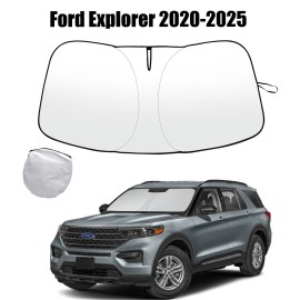 JJMY For Ford Explorer 2020-2025 Car Front Windshield Sun Shade Reflective UV Cover