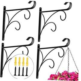 Totority Flower Pot Hanging Hook Sturdy Iron Wall Bracket for Planters Design for Elegant Display Outdoor Balcony and Garden Use Black