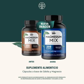 LIFE 360+ Magnesium Mix | 200 Cápsulas | Maltodextrina, Citrato de Magnesio, Óxido de Magnesio, Gluconato de Magnesio,Gluconato de magnesio | Suplemento Alimenticio en Cápsulas | Cápsulas de Gelatina