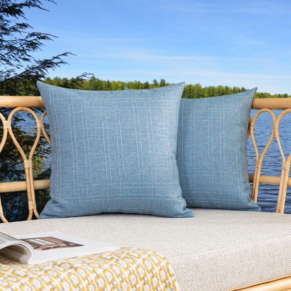 Kevin Textile Pack of 2 Outdoor Waterproof Pillow Covers Checkered