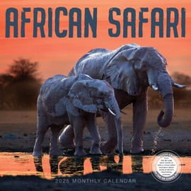 African Safari Calendar 2025 | Africa 12" x 24" Animal Wall Calendar 12 Month | Marble City Press | Kenya Uganda Tanzania World Travel Rhinoceros Elephant Giraffe Leopard Pangolin Lemur | QR codes Educational | 2024-2025 Calendar