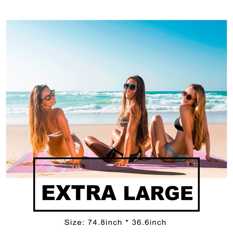 2 Packs Cotton Turkish Beach Towels Quick Dry Sand Free