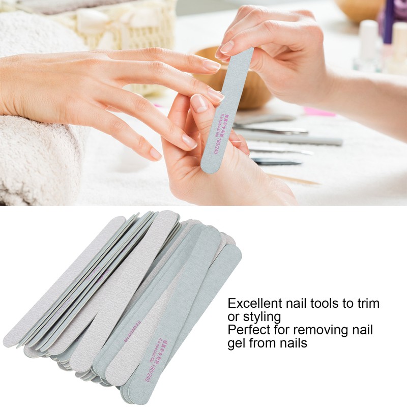 50pcs Nail Files Double Sided 180/240 Grit Nail Buffering Files