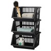 Black Plastic Stackable Storage Baskets | Containers with Interlocking Design