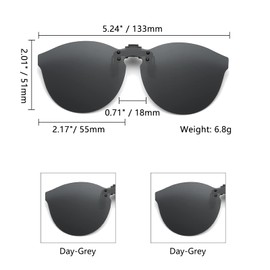 Long Keeper Sunglasses for Glasses Wearers - Clip-On Polarised Sunglasses Attachment Glasses Clip On Sunglasses Attachment for Men and Women, Grey and grey