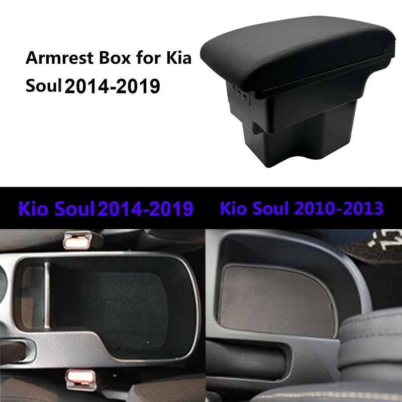 Tocsho Armrest Box for Kia Soul 2014-2019 Double Layer Front