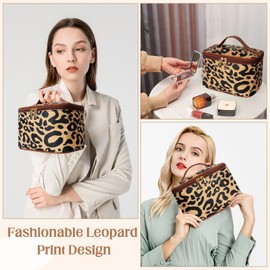 Sweetone Cosmetic Bag Large Toiletry Bag Women's Toiletry Bag Leopard Makeup Bag Organiser Waterproof Travel Wash Bag Portable Makeup Bag Women Girls for Everyday and Travel