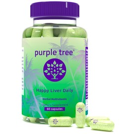purple tree Happy Liver Daily | Liver Support & Cleanse with Milk Thistle 80% Silymarin, Dandelion Root, Artichoke Leaf, Vine Tea DHM, Vitamins & More - 60 Liver Detox Veggie Pills