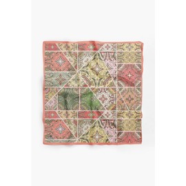 Vissona 100% Silk Headscarf for Women - 22"x 22" inch Hair Scarf Ethnic Pattern Silk Headscarf Bandanas Square Silk, Peach Color , Green, Medium