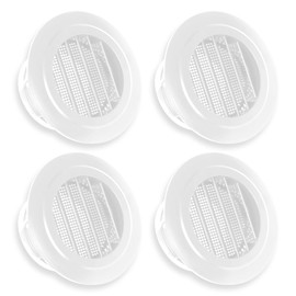 Leclatte 4 Inch Soffit Vent Cover White, Round Air Exhaust Vent with Built-In Screen Mesh, Dryer Vent Cover for Kitchen, Bathroom, Cabinet, Office(4 Packs)