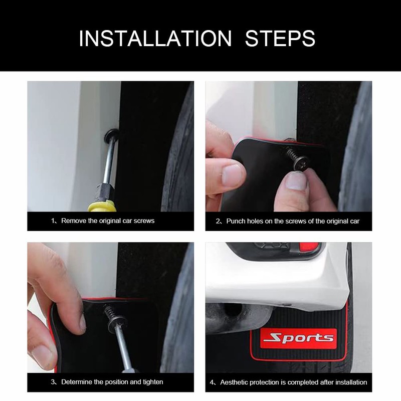 Pack of 2 Car Mud Flaps, Universal Splash Guard, Rubber