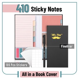 Mr. Pen Sticky Note Set - 410 Pack with Vintage Colors, Transparent and Divider Tabs for Planners