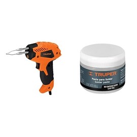 Truper CAU-50, Cautín tipo pistola 40W 330C con luz led 127V  Truper PASO-60, Pasta para soldar, base de petrolato, 60 gramos                         