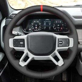 MEWANT Hand Stitch Car Steering Wheel Protector Wrap Cover for Land Rover Defender (L663) 2020-2024 / Discovery (Discovery 5) III(L462) 2021-2024 Steering Wheel Accessories