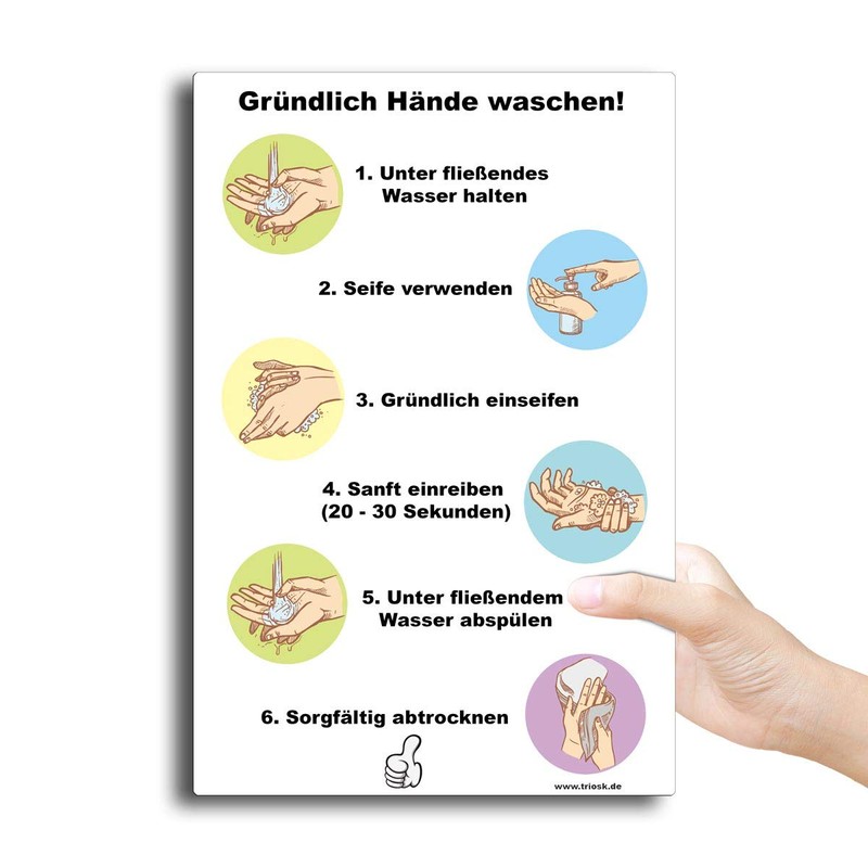 Sign Hands Washing Instructions 20 x 30 cm Sign Hand
