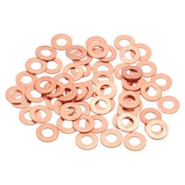MECCANIXITY 60Pcs M6 Flat Copper Washers, 6x12x1mm Copper Upgraded Flat Gasket Metric Sealing Crush Ring Washers for Hydraulic Fittings Screw Bolt Nut Electronic Repair