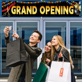 Large Grand Opening Banner for Fence Grand Opening Porch Sign Banner Now Open Signs New Store Restaurant Grocery Cafes Shop Advertising Decorations and Supplies for Business