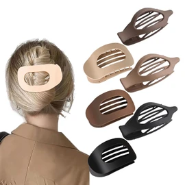 Wimode Flat Hair Clips for Women, 6 Pack France Cord Flat Clip for Hair, 2 Styles Nail Clip Ducks Bill Clip Barrette Strong Hold Neutral Color