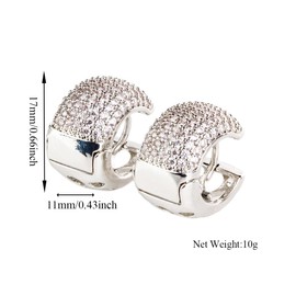 NUZUJX Chunky Hoop Earrings with Rhinestone,Thick Lightweight Gold Hoop Earrings for Women Men,Fully Studded Hoop Earring (White)