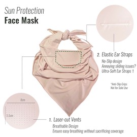 UPF 50+ Sun Bandana Scarf with Elastic Ear Straps & Nose Vants-2-in-1 Neck Gaiter & Mask for Women Summer Outerdoor (Pale Peach)