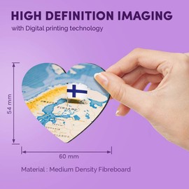 1 x Heart MDF Magnets - Finland Flag World Map Travel 45021