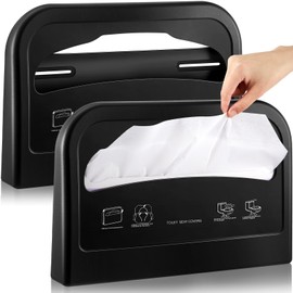 Hushee 2 Pcs Toilet Seat Cover Dispenser Wall Mount, Toilet Seat Cover Holder Plastic Black Dispenser for Disposable Half Fold Toilet Seat Liner for Commercial and Bathroom Use